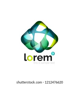 Abstract geometric logo created with overlapping smooth shapes, vector business icon