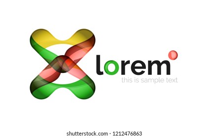 Logo geométrico abstracto creado con formas lisas superpuestas, icono de negocio vectorial