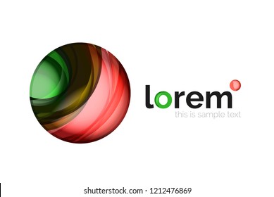 Abstract geometric logo created with overlapping smooth shapes, vector business icon