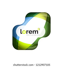 Abstract geometric logo created with overlapping smooth shapes, vector business icon