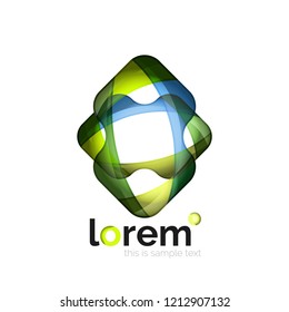 Abstract geometric logo created with overlapping smooth shapes, vector business icon