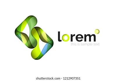Abstract geometric logo created with overlapping smooth shapes, vector business icon