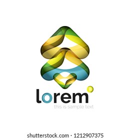 Abstract geometric logo created with overlapping smooth shapes, vector business icon