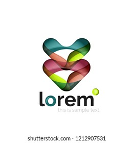 Logo geométrico abstracto creado con formas lisas superpuestas, icono de negocio vectorial