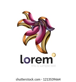 Logo geométrico abstracto creado con formas lisas superpuestas, icono de negocio vectorial