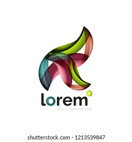 Abstract geometric logo created with overlapping smooth shapes, vector business icon