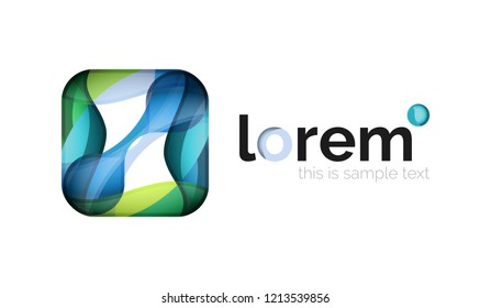 Abstract geometric logo created with overlapping smooth shapes, vector business icon