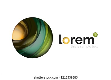Abstract geometric logo created with overlapping smooth shapes, vector business icon