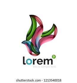 Logo geométrico abstracto creado con formas lisas superpuestas, icono de negocio vectorial