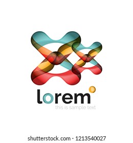 Abstract geometric logo created with overlapping smooth shapes, vector business icon