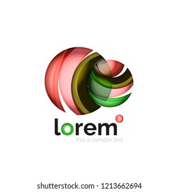 Abstract geometric logo created with overlapping smooth shapes, vector business icon