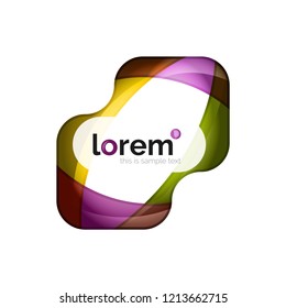 Abstract geometric logo created with overlapping smooth shapes, vector business icon