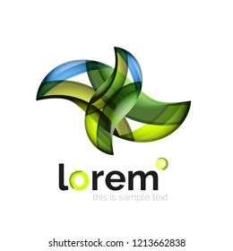 Logo geométrico abstracto creado con formas lisas superpuestas, icono de negocio vectorial