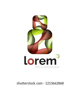 Abstract geometric logo created with overlapping smooth shapes, vector business icon