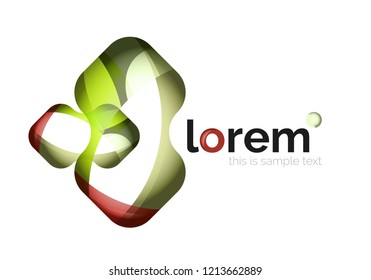 Logo geométrico abstracto creado con formas lisas superpuestas, icono de negocio vectorial
