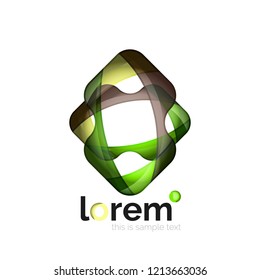 Abstract geometric logo created with overlapping smooth shapes, vector business icon