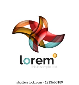 Abstract geometric logo created with overlapping smooth shapes, vector business icon