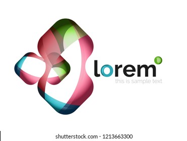 Abstract geometric logo created with overlapping smooth shapes, vector business icon