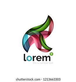 Abstract geometric logo created with overlapping smooth shapes, vector business icon