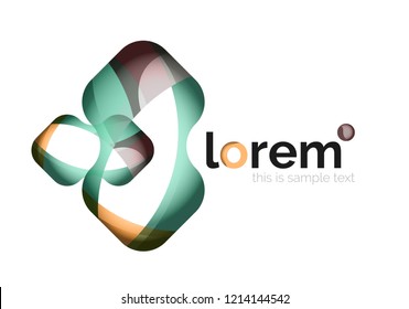 Abstract geometric logo created with overlapping smooth shapes, vector business icon