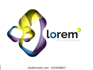 Abstract geometric logo created with overlapping smooth shapes, vector business icon