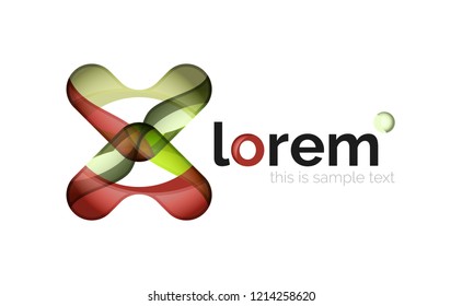 Logo geométrico abstracto creado con formas lisas superpuestas, icono de negocio vectorial