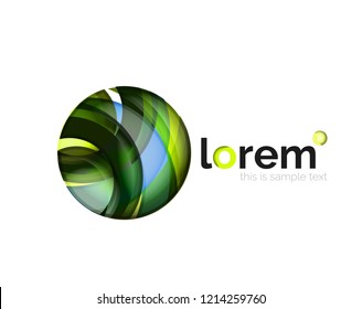 Abstract geometric logo created with overlapping smooth shapes, vector business icon