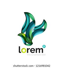 Abstract geometric logo created with overlapping smooth shapes, vector business icon