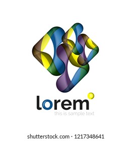 Abstraktes geometrisches Logo mit überlappenden, glatten Formen, Vektorsymbol