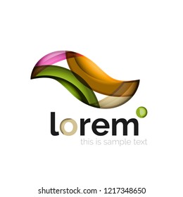 Logo geométrico abstracto creado con formas lisas superpuestas, icono de negocio vectorial