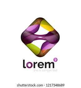 Abstract geometric logo created with overlapping smooth shapes, vector business icon