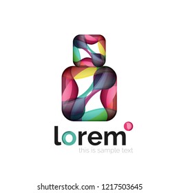 Logo geométrico abstracto creado con formas lisas superpuestas, icono de negocio vectorial