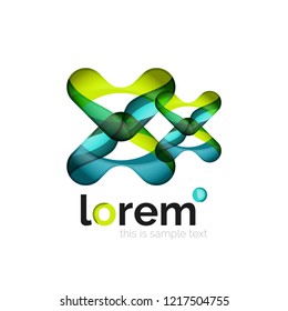 Abstract geometric logo created with overlapping smooth shapes, vector business icon