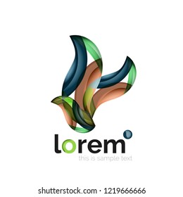 Abstract geometric logo created with overlapping smooth shapes, vector business icon