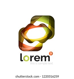 Abstract geometric logo created with overlapping smooth shapes, vector business icon