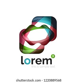 Abstract geometric logo created with overlapping smooth shapes, vector business icon