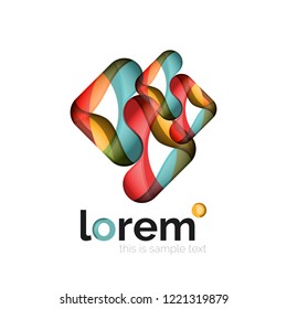 Abstraktes geometrisches Logo mit überlappenden, glatten Formen, Vektorsymbol