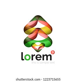 Abstract geometric logo created with overlapping smooth shapes, vector business icon