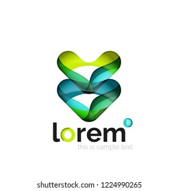 Abstract geometric logo created with overlapping smooth shapes, vector business icon