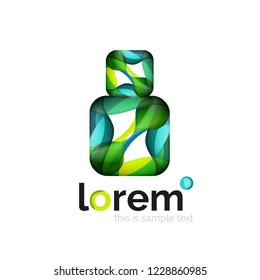Abstract geometric logo created with overlapping smooth shapes, vector business icon