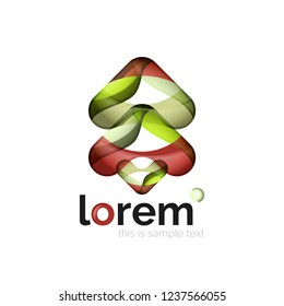 Abstract geometric logo created with overlapping smooth shapes, vector business icon