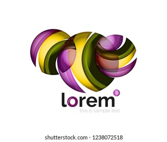 Logo geométrico abstracto creado con formas lisas superpuestas, icono de negocio vectorial