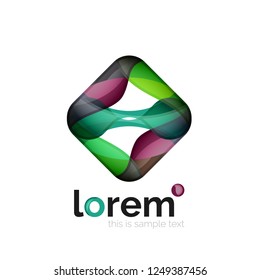 Abstract geometric logo created with overlapping smooth shapes, vector business icon
