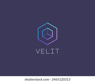 Abstract geometric logo. Cube hexagon line logo. Creative building construction icon. Vector illustration