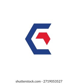 Abstractas diseño de logotipo geométrico en azul y rojo, que simboliza la innovación y el movimiento hacia adelante