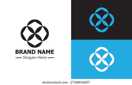 Design de logotipo geométrico abstrato, círculo e quadrado combinação isolado no fundo branco.