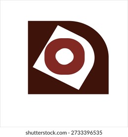 Abstract Geometric Logo Design with Circular Shape and Brown Red Color on White Background
