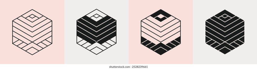 Conceito de design de logotipo geométrico abstrato. Ilustração do vetor de ícones.