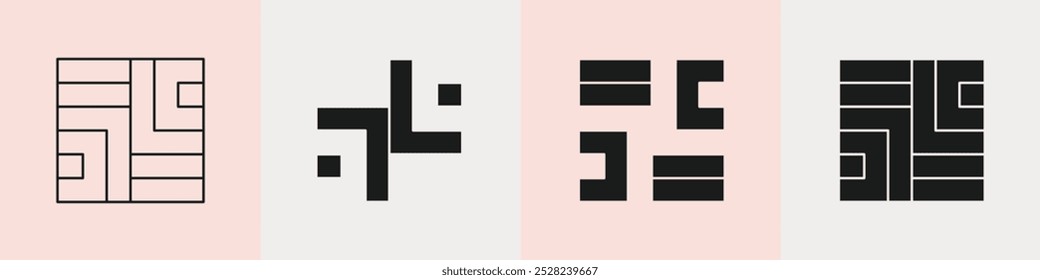 Conceito de design de logotipo geométrico abstrato. Ilustração do vetor de ícones.