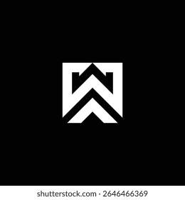 An abstract geometric logo design featuring a stylized letter W, suitable for branding and corporate identity. The clean lines and monochrome palette offer a modern and minimalist aesthetic.